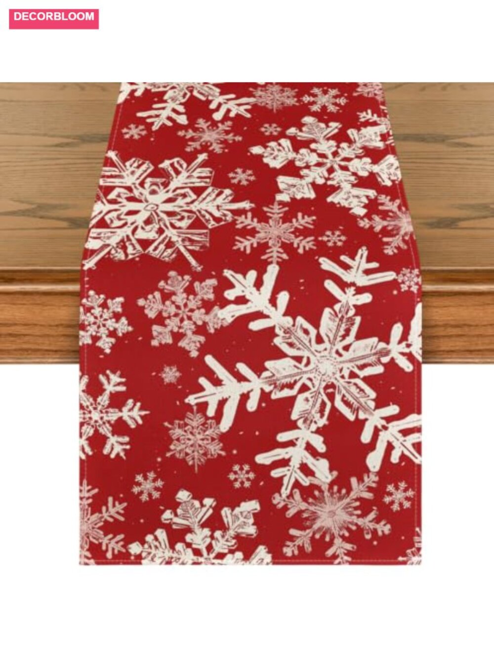Snowflake Table Runner 13x72 Inch Polyester Holiday Kitchen Dining Decor